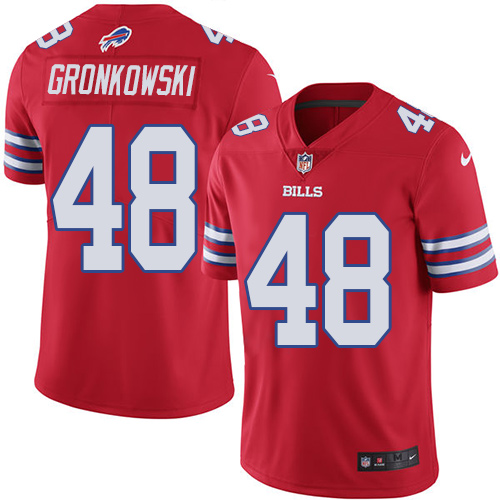 Men's Limited Glenn Gronkowski Nike Jersey Red - #48 Rush NFL Buffalo Bills